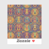 Kleurrijke Psychedelische Kat Sticker (Vel)