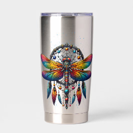 Kleurrijke Psychedelische Libelle Dreamcatcher Boh Geïsoleerde Drinkbeker