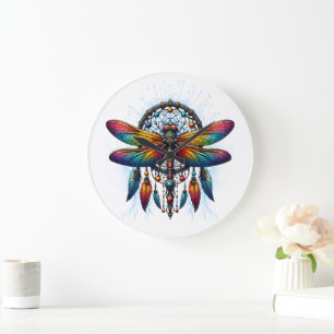 Kleurrijke Psychedelische Libelle Dreamcatcher Boh Grote Klok