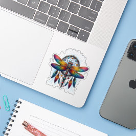 Kleurrijke Psychedelische Libelle Dreamcatcher Boh Sticker