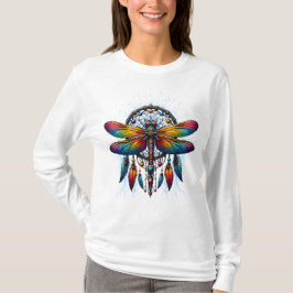 Kleurrijke Psychedelische Libelle Dreamcatcher Boh T-shirt