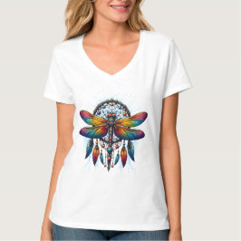 Kleurrijke Psychedelische Libelle Dreamcatcher Boh T-shirt