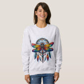 Kleurrijke Psychedelische Libelle Dreamcatcher Boh Trui (Voorkant volledig)