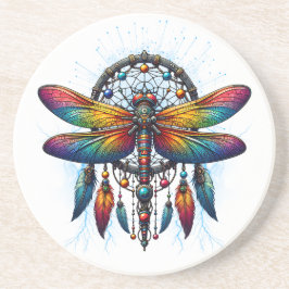 Kleurrijke Psychedelische Libelle Dreamcatcher Boh Zandsteen Onderzetter