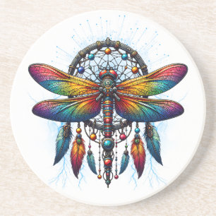 Kleurrijke Psychedelische Libelle Dreamcatcher Boh Zandsteen Onderzetter
