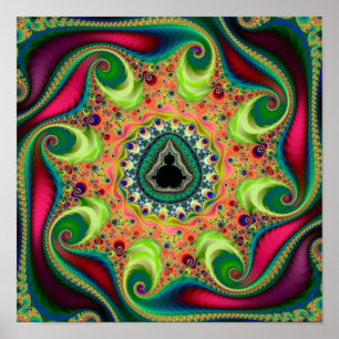 Kleurrijke psychedelische Mandelbrot-set fractal Poster