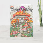 Kleurrijke Psychedelische Mushroom Forest Art Kaart (Voorkant)