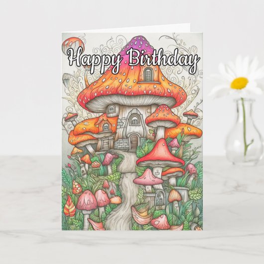 Kleurrijke Psychedelische Mushroom Forest Art Kaart (Kleine Plant)