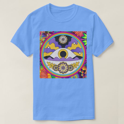 kleurrijke Psychedelische ogen met bloemen T-shirt (Design voorkant)