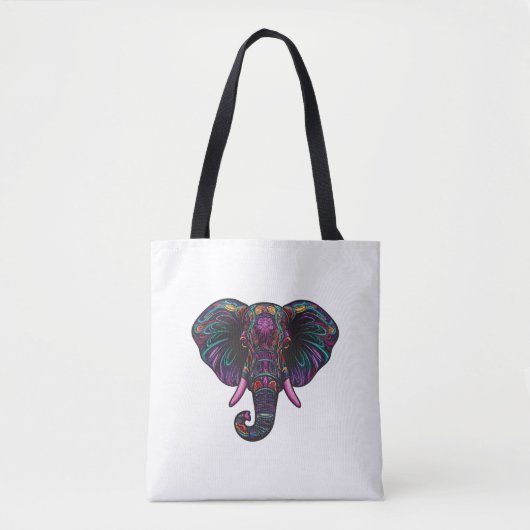 Kleurrijke psychedelische olifant tote bag (Voorkant)