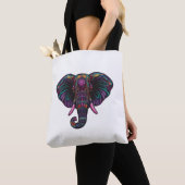 Kleurrijke psychedelische olifant tote bag (Dichtbij)