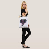 Kleurrijke psychedelische olifant tote bag (Op model)