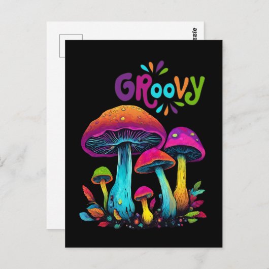 Kleurrijke psychedelische paddenstoelen briefkaart (Voorkant / Achterkant)
