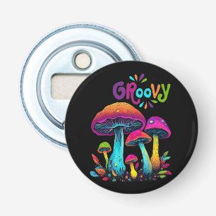Kleurrijke psychedelische paddenstoelen button flesopener