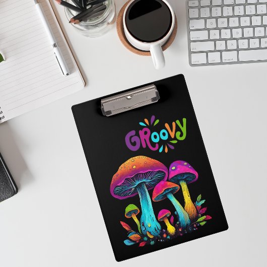 Kleurrijke psychedelische paddenstoelen klembord