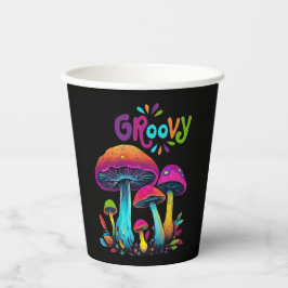 Kleurrijke psychedelische paddenstoelen papieren bekers