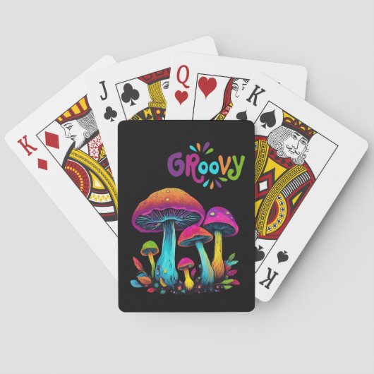 Kleurrijke psychedelische paddenstoelen pokerkaarten (Achterkant)