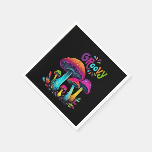 Kleurrijke psychedelische paddenstoelen servet (Hoek)