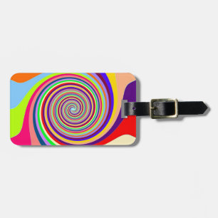 Kleurrijke psychedelische popart-candy swirl bagagelabel