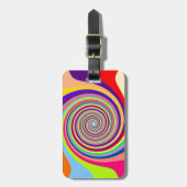 Kleurrijke psychedelische popart-candy swirl bagagelabel (Voorkant verticaal)