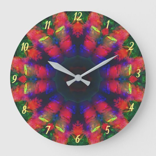 Kleurrijke Psychedelische Retro Boho wandklok (Voorkant)