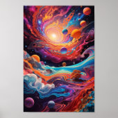 Kleurrijke psychedelische ruimte poster AI gegener (Voorkant)