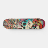 Kleurrijke psychedelische schedel persoonlijk skateboard (Horizontaal)