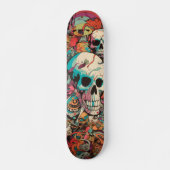 Kleurrijke psychedelische schedel persoonlijk skateboard (Voorkant)