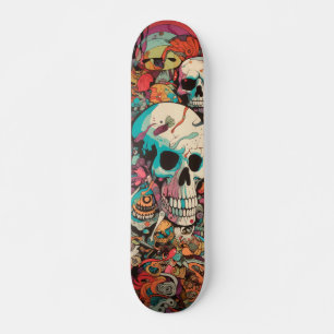 Kleurrijke psychedelische schedel persoonlijk skateboard