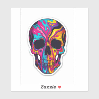 Kleurrijke Psychedelische Schedel Vinyl Sticker