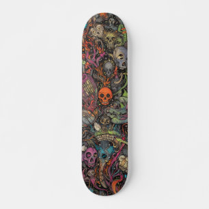 Kleurrijke psychedelische schedels persoonlijk skateboard
