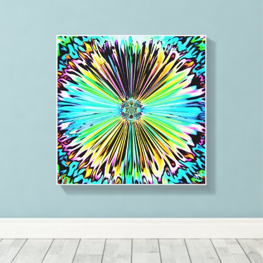 Kleurrijke psychedelische schets van een bloem 2 canvas afdruk (Insitu (Houten vloer))