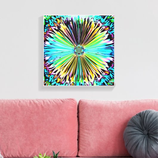Kleurrijke psychedelische schets van een bloem 2 canvas afdruk (Insitu (Woonkamer))
