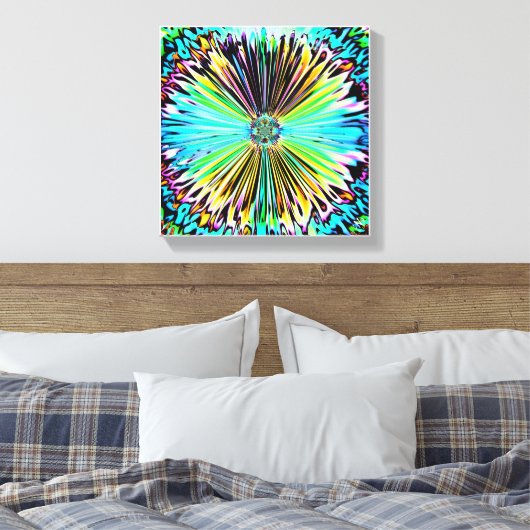 Kleurrijke psychedelische schets van een bloem 2 canvas afdruk (Insitu (Slaapkamer))