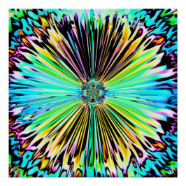 Kleurrijke psychedelische schets van een bloem 2 perfect poster