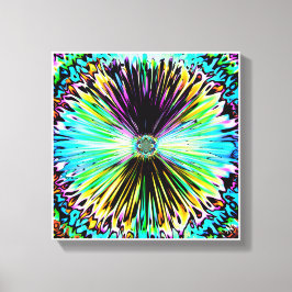 Kleurrijke psychedelische schets van een bloem 3 canvas afdruk