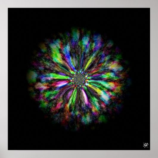 Kleurrijke psychedelische schets van een bloem poster (Voorkant)