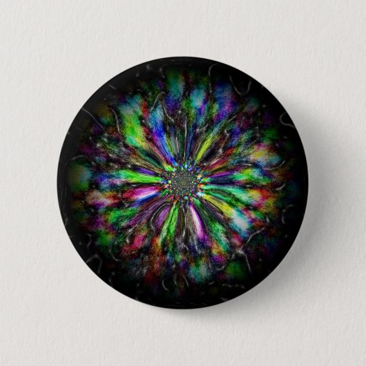 Kleurrijke psychedelische schets van een bloem ronde button 5,7 cm (Voorkant)