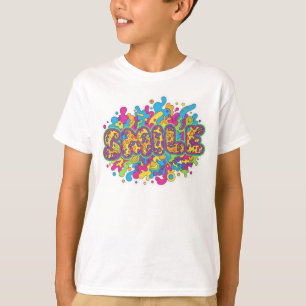 Kleurrijke Psychedelische SMILE Typografie Kunst T-shirt