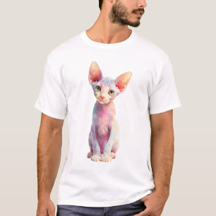 Kleurrijke Psychedelische Sphynx Kat Mannen T-shirt