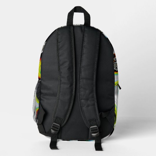 Kleurrijke psychedelische spiraal fractal bedrukte rugzak (Achterkant)