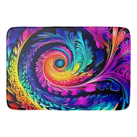 Kleurrijke psychedelische spiraalkunst badmat (Voorkant)