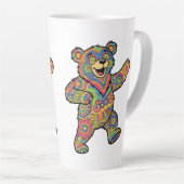 Kleurrijke Psychedelische Teddydbeer Kunst Latte Mok (Rechterhoek)
