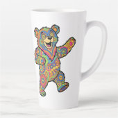 Kleurrijke Psychedelische Teddydbeer Kunst Latte Mok (Rechts)