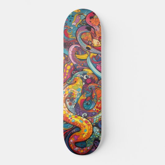 Kleurrijke psychedelische tentakels persoonlijk skateboard (Voorkant)