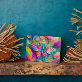 Kleurrijke psychedelische vlinder en bloemen fotoplaat