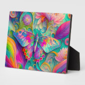 Kleurrijke psychedelische vlinder en bloemen fotoplaat (Zijkant)