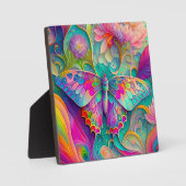 Kleurrijke psychedelische vlinder en bloemen fotoplaat (Voorkant)