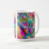Kleurrijke psychedelische vlinder en bloemen koffiemok (Voorkant rechts)