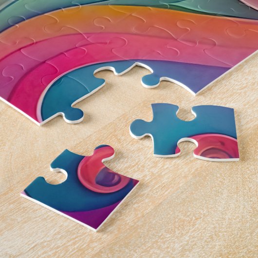 Kleurrijke psychedelische vlinder en bloemen legpuzzel (Zijkant)